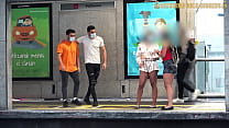 best sextape meeting two hot ass babes at bus stop ends in incredible foursome back home best