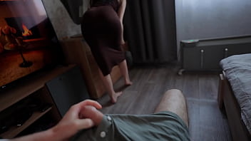 best step mom caught step son with boner and helps to cum quick best